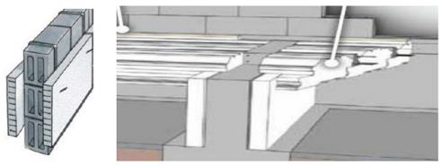 Isolation du refend central avec un panneau de polystyrène expansé et découpé