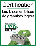 EASYTHERM - Certification les blocs en béton de granulats légers